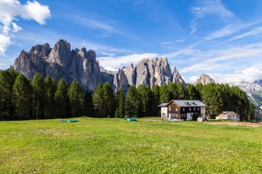 Yaz, İtalyan Dolomites Rosengarten (Catinaccio) görünümünü