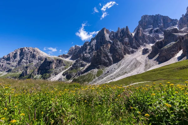 Vista de Pale di San Martino, Dolomitas italianas en Trentino — Foto de Stock