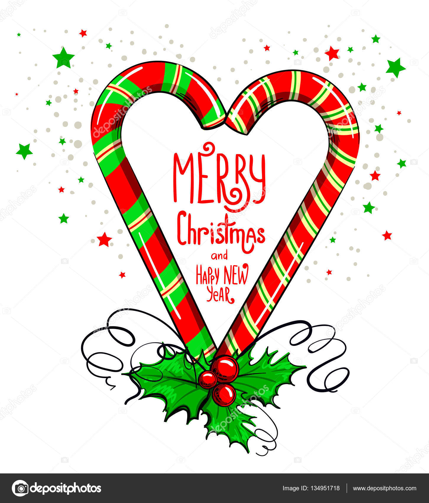 Vacanze vettoriale Lettering posizione calligrafica mano disegno di buon Natale e felice anno 2017 su priorit  bassa bianca Lollipop del cuore Natale