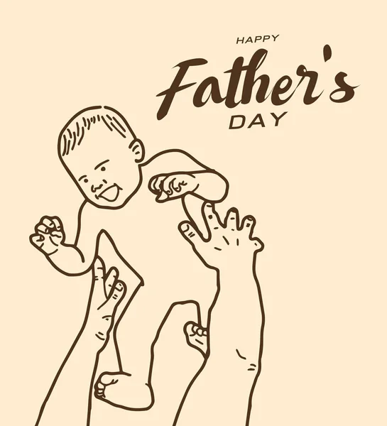 快乐的父亲节的贺卡，棕色调线设计 矢量图形