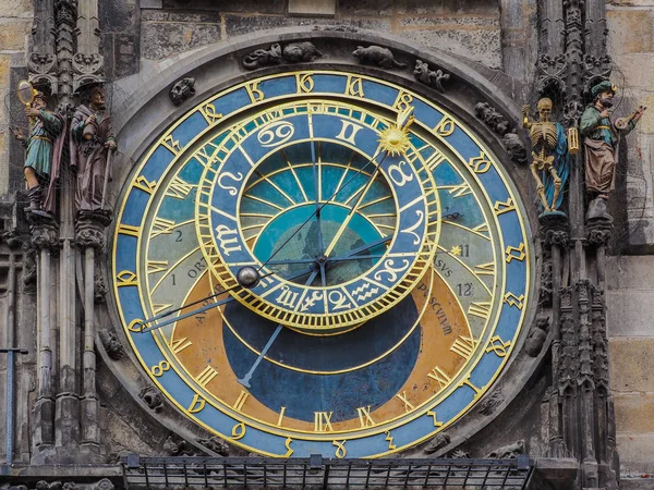 Primo piano dell'orologio astronomico al municipio di Praga, Repubblica Ceca — Foto Stock