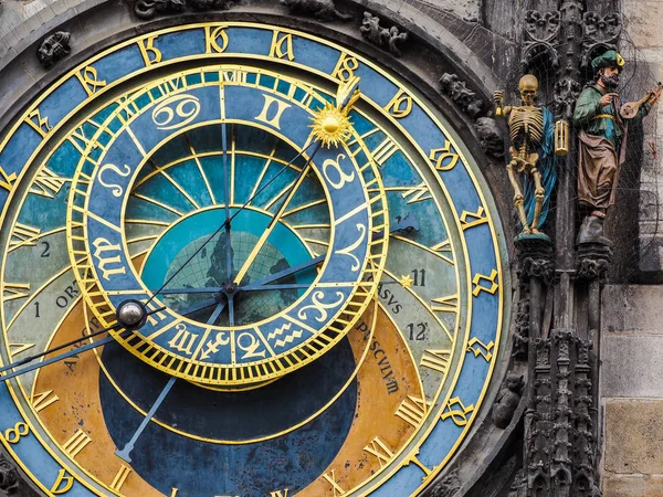 Primo piano dell'orologio astronomico al municipio di Praga, Repubblica Ceca — Foto Stock
