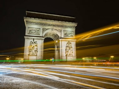 Arc de Triumph gece, Paris, Fransa