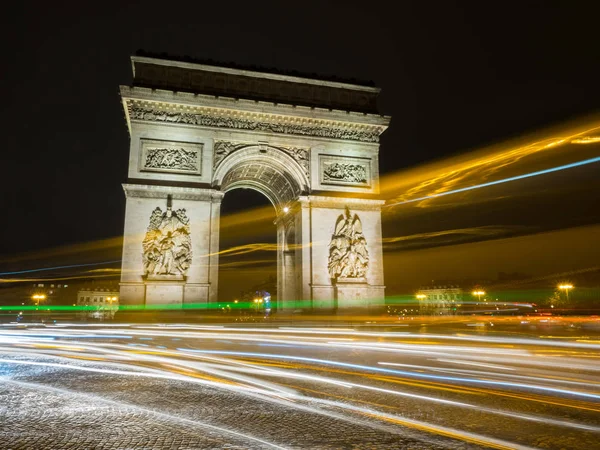 Arco Triunfo Noite Paris França — Fotografia de Stock