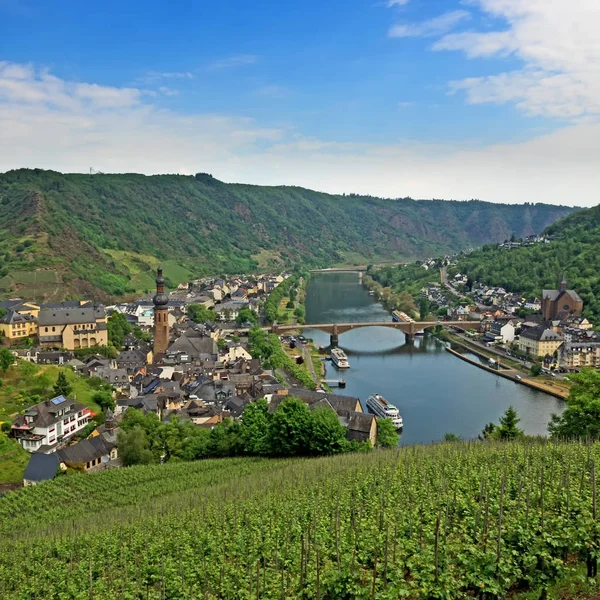 Cochem River Moselle Rhineland Palatinate Almanya Havadan Görünümü — Stok fotoğraf