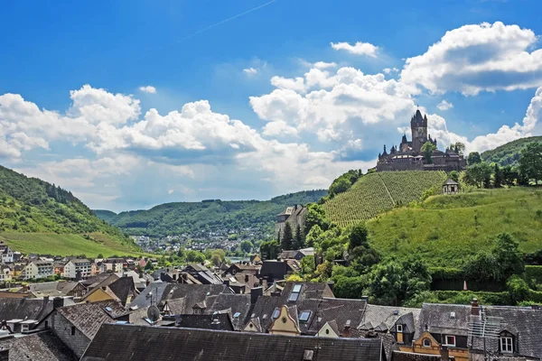 Cochem River Moselle Reichsburg Kalesi Rhineland Palatinate Almanya Ile Havadan — Stok fotoğraf