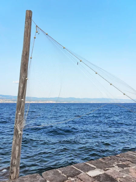 Fischernetz Flattert Der Küste Von Rijeka Kroatien — Stockfoto
