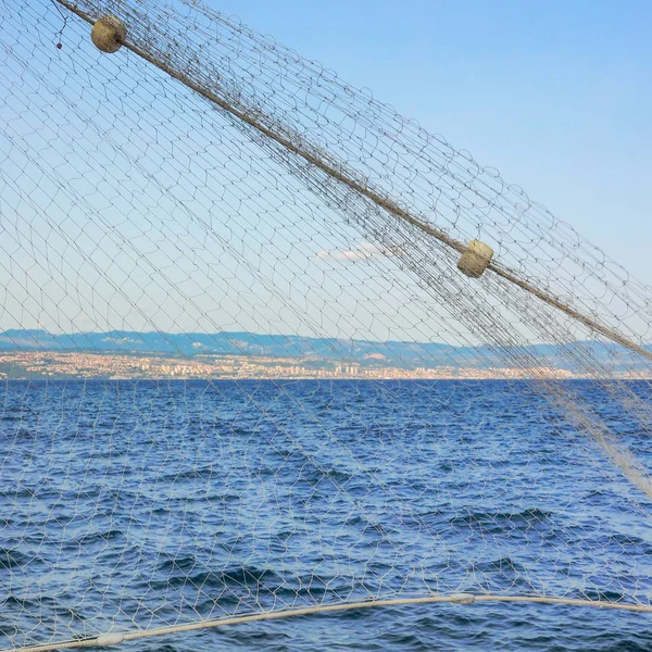 Adriático Croata Costa Rijeka Con Red Pesca Primer Plano —  Fotos de Stock