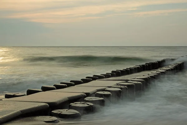 Groyne Mar Báltico Cerca Ahrenshoop Mecklemburgo Pomerania Occidental Atardecer — Foto de Stock