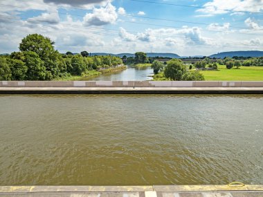 Minden Aqueduct, Wasserstrassenkreuz Minden, Minden, Kuzey Ren-Vestfalya, Almanya, Avrupa