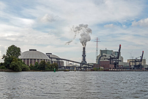 Hamburg, Germany - 09/08/2019: Cogeneration plant Moorburg run by the European Energy company Vattenfall