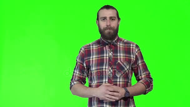Young man posing on chromakey background — Stock Video