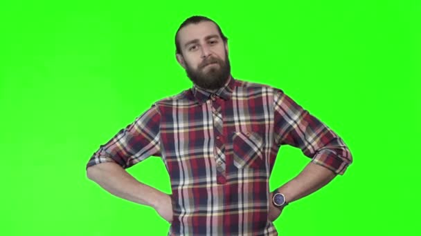 Young man posing on chromakey background — Stock Video