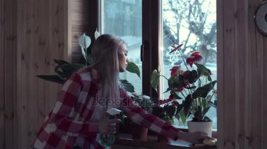 Kadın ilave su çiçek kurutma