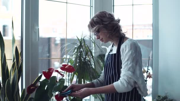 Mulher polonês folhas de flores — Vídeo de Stock