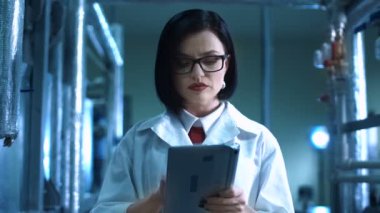 Bir kadın bir bitki dijital tablet ile