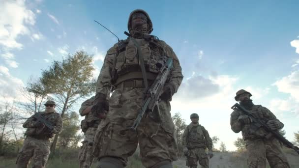 Soldats debout sur le terrain — Video