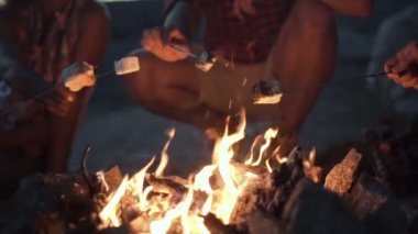 Kırpma insanlar marshmallow yangında ızgara