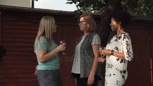 Women talking on family party — Stock Video