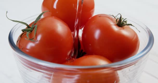 Detail z praní rajčat v misce — Stock video