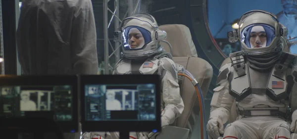 Astronauts testing spacesuit camera — Stockfoto