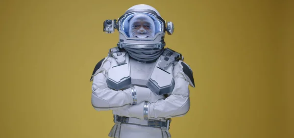 Άντρας που δείχνει τους αντίχειρες του με διαστημική στολή — Φωτογραφία Αρχείου