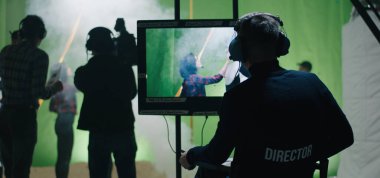 Director giving instructions on film set