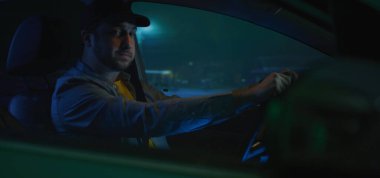Man speaking to himself while driving
