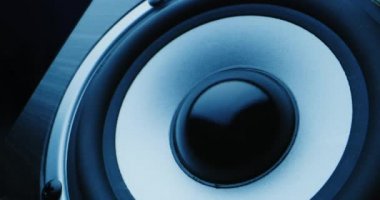 Titreşen subwoofer makro görünümü