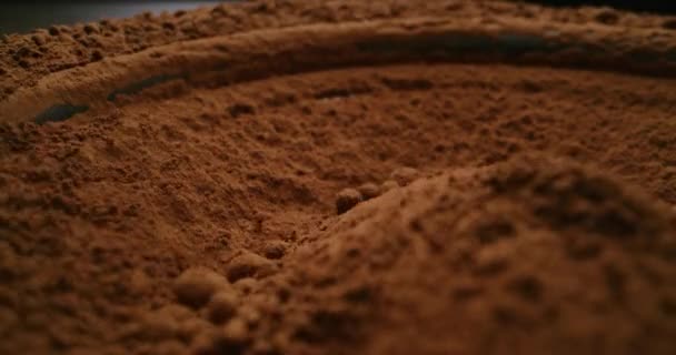 Cocoa powder vibrating on subwoofer — Stock Video