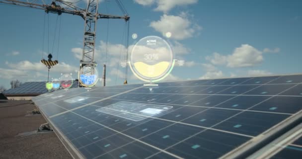 Indicadores vistos sobre paneles solares — Vídeo de stock