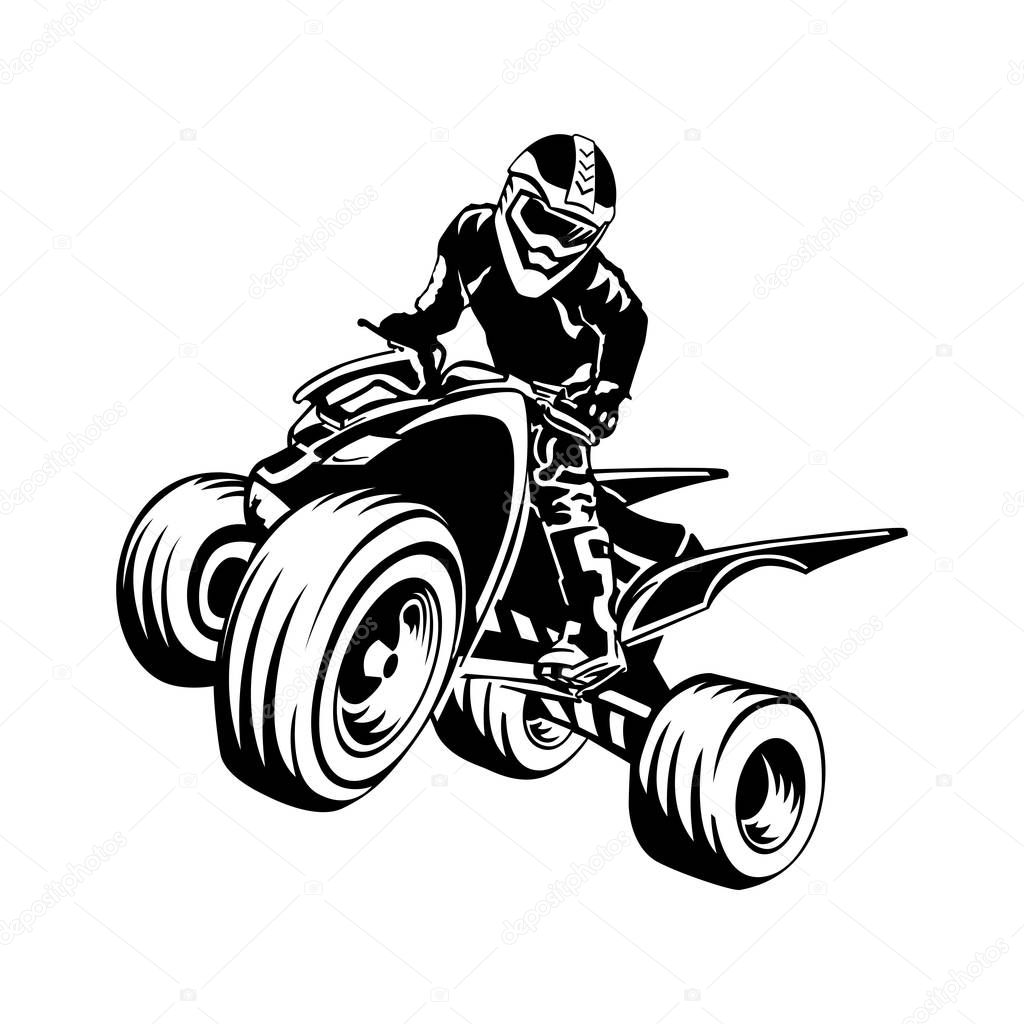 Quad bike silhouette, ATV logo design on a white background.