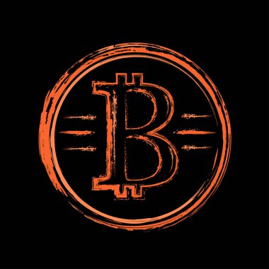 Altın bitcoin mürekkep çizim, vintage tarzı t gömlek ve baskı için.