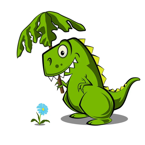 Dinozaur Kwiatem Ilustracji Wektorowych — Wektor stockowy