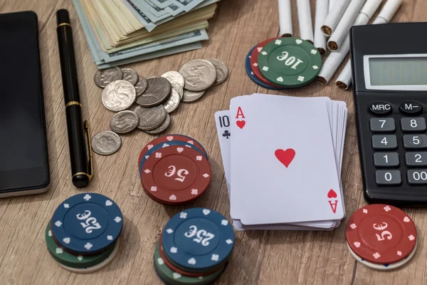 Poker Money Desk — Stock Photo, Image