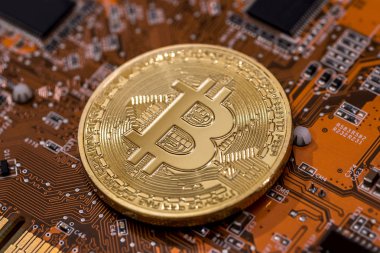 bitcoin sikke turuncu bilgisayar devre kartı anakart üzerinde
