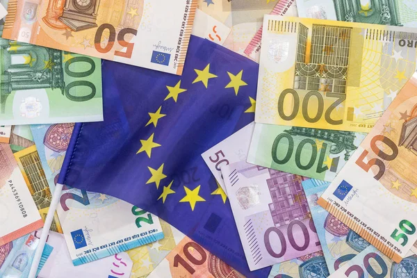 Euron Räkningar Europeiska Flaggan Bakgrunden — Stockfoto