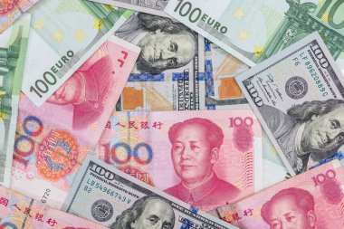 Arka plan olarak döviz banknotların yakın çekim.