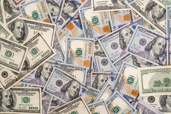 Antecedentes 100 Novas Antigas Notas Dólar — Fotografia de Stock