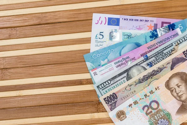 Weltwährung Amerikanischer Dollar Europäischer Euro Schweizer Franken Chinesischer Yuan Und — Stockfoto