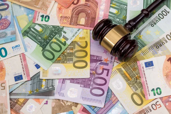 Правосудие Валюта Евро Представительство Коррупции Взяточничества Судебной Системе — стоковое фото