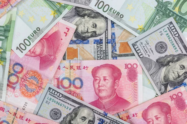 Close up of foreign currency banknotes as background.