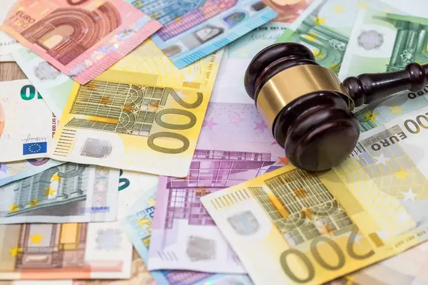 Правосудие Валюта Евро Представительство Коррупции Взяточничества Судебной Системе — стоковое фото