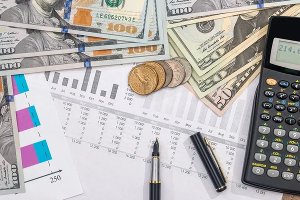 Businessconcept Home Begroting Met Rekenmachine Geld Pen Calculator — Stockfoto