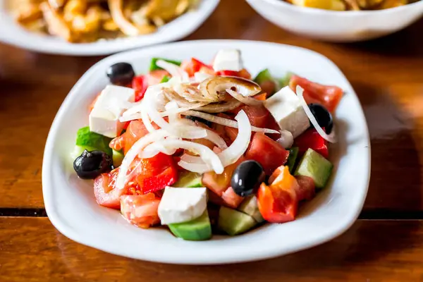 Grekisk Sallad Mest Upp — Stockfoto