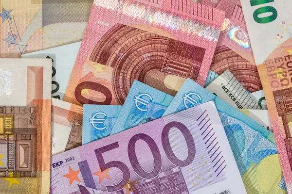 Fond Lots Billets Euros Mixtes — Photo