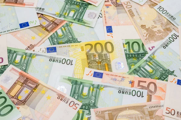 Billets Euros Différents 100 200 — Photo