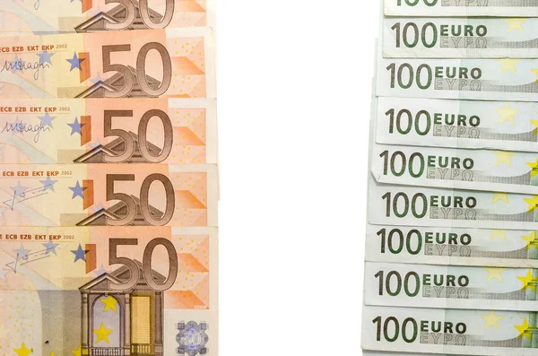 100 Ευρώ Και Ευρώ Σημείωση Απομονωμένες — Φωτογραφία Αρχείου
