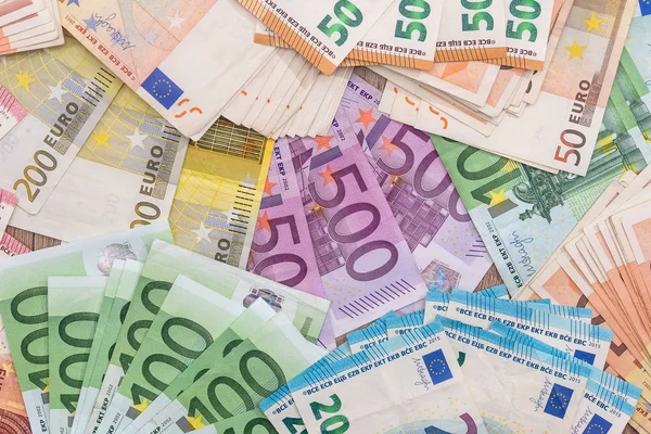 Banconota 100 200 500 Euro Come Sfondo — Foto Stock
