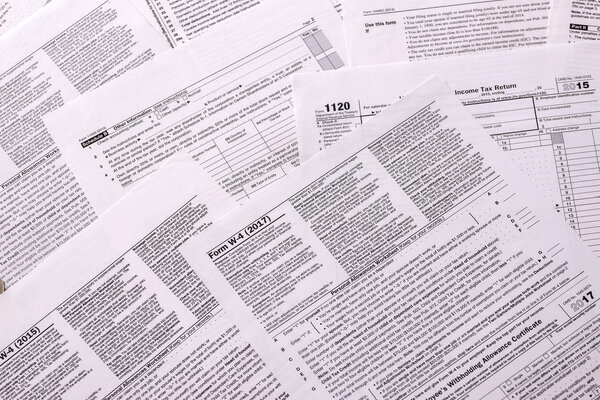printed form 1120 on paper - close up